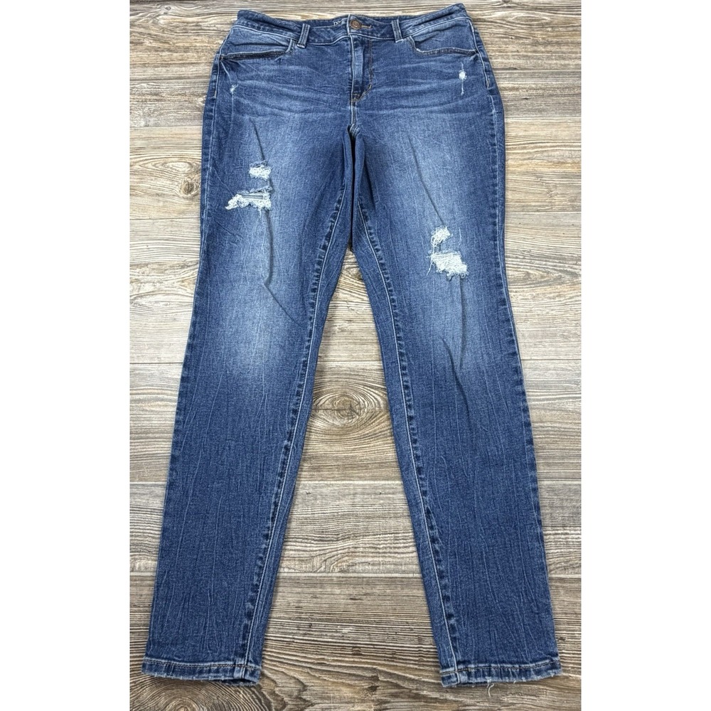 Maurices High Rise Skinny Blue Jeans Women's L (34x29) Distressed Denim